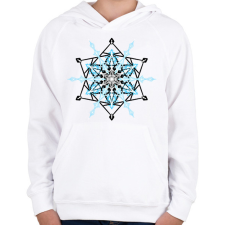 PRINTFASHION Hópehely mandala - kék - Gyerek kapucnis pulóver - Fehér gyerek pulóver, kardigán