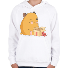 PRINTFASHION Hörcsög ajándékkal - Gyerek kapucnis pulóver - Fehér gyerek pulóver, kardigán