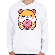 PRINTFASHION Hörcsög fánkkal - Gyerek kapucnis pulóver - Fehér