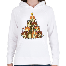 PRINTFASHION Hörcsög karácsonyfa - Női kapucnis pulóver - Fehér női pulóver, kardigán