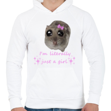 PRINTFASHION hörcsög meme - Férfi kapucnis pulóver - Fehér
