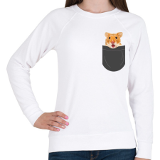 PRINTFASHION Hörcsög zsebben - Női pulóver - Fehér női pulóver, kardigán