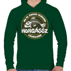 PRINTFASHION Horgássz Távolabb - Férfi kapucnis pulóver - Sötétzöld