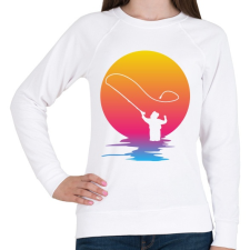 PRINTFASHION Horgász a naplementében - Női pulóver - Fehér női pulóver, kardigán