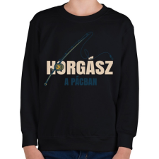 PRINTFASHION Horgász a pácban - Gyerek pulóver - Fekete gyerek pulóver, kardigán