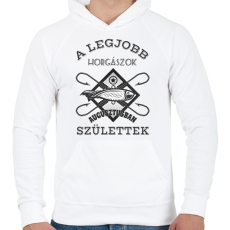 PRINTFASHION Horgász augusztus - Férfi kapucnis pulóver - Fehér