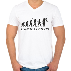 PRINTFASHION Horgász evolúció - Férfi V-nyakú póló - Fehér