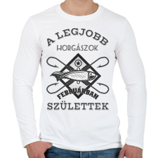 PRINTFASHION Horgász február - Férfi hosszú ujjú póló - Fehér férfi póló