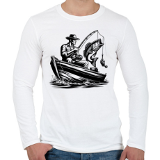 PRINTFASHION horgász - Férfi hosszú ujjú póló - Fehér