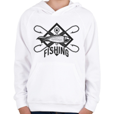PRINTFASHION horgász - Gyerek kapucnis pulóver - Fehér