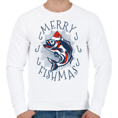 PRINTFASHION Horgász karácsony - Férfi pulóver - Fehér