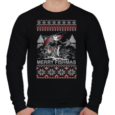 PRINTFASHION Horgász karácsony - Férfi pulóver - Fekete férfi pulóver, kardigán