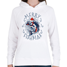 PRINTFASHION Horgász karácsony - Női kapucnis pulóver - Fehér