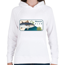PRINTFASHION Horgász klub - Női kapucnis pulóver - Fehér női pulóver, kardigán