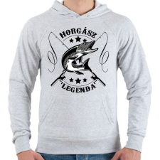 PRINTFASHION Horgász legenda - Férfi kapucnis pulóver - Sport szürke férfi pulóver, kardigán