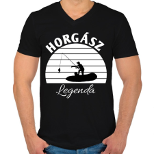 PRINTFASHION Horgász legenda  - Férfi V-nyakú póló - Fekete férfi póló