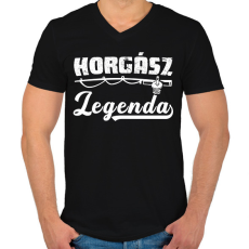 PRINTFASHION Horgász legenda - Férfi V-nyakú póló - Fekete