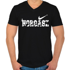 PRINTFASHION Horgász logó fehér - Férfi V-nyakú póló - Fekete