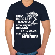 PRINTFASHION Horgász nagypapa - Férfi V-nyakú póló - Sötétkék férfi póló