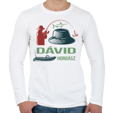 PRINTFASHION Horgász - Névvel - Férfi hosszú ujjú póló - Fehér férfi póló