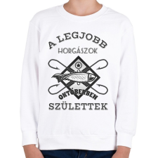 PRINTFASHION Horgász október - Gyerek pulóver - Fehér gyerek pulóver, kardigán
