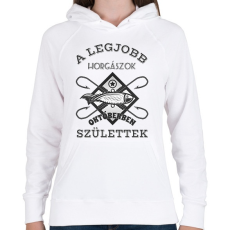 PRINTFASHION Horgász október - Női kapucnis pulóver - Fehér