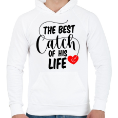 PRINTFASHION Horgász páros - a legjobb fogás - Férfi kapucnis pulóver - Fehér