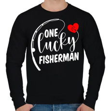 PRINTFASHION Horgász páros -egy szerencsés horgász 2 - Férfi pulóver - Fekete