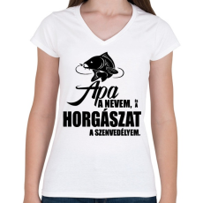 PRINTFASHION Horgász szenvedély - Női V-nyakú póló - Fehér