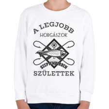 PRINTFASHION Horgász szeptember - Gyerek pulóver - Fehér gyerek pulóver, kardigán