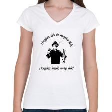 PRINTFASHION horgász szív - Női V-nyakú póló - Fehér női póló