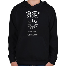 PRINTFASHION Horgász sztori - Gyerek kapucnis pulóver - Fekete gyerek pulóver, kardigán