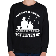 PRINTFASHION Horgász társak - Nagyapa és fiú unok névvel - Gyerek pulóver - Fekete gyerek pulóver, kardigán