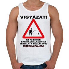 PRINTFASHION HORGÁSZ VESZÉLY - Férfi atléta - Fehér