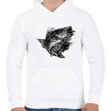 PRINTFASHION Horgászat 03 - Férfi kapucnis pulóver - Fehér férfi pulóver, kardigán