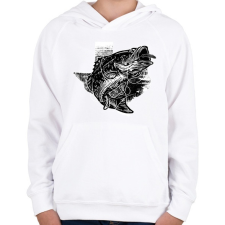 PRINTFASHION Horgászat 03 - Gyerek kapucnis pulóver - Fehér gyerek pulóver, kardigán