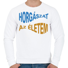 PRINTFASHION Horgászat az életem - halformában - Férfi pulóver - Fehér