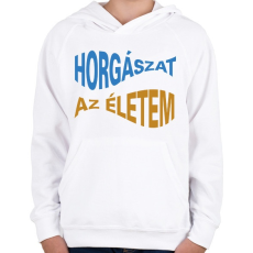 PRINTFASHION Horgászat az életem - halformában - Gyerek kapucnis pulóver - Fehér