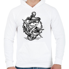 PRINTFASHION Horgászat - Férfi kapucnis pulóver - Fehér férfi pulóver, kardigán