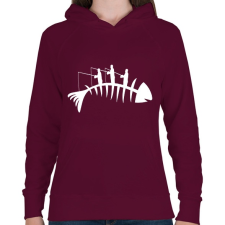 PRINTFASHION Horgászat  - Női kapucnis pulóver - Bordó női pulóver, kardigán