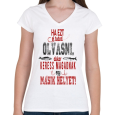 PRINTFASHION Horgászat - Női V-nyakú póló - Fehér