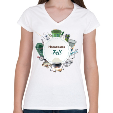 PRINTFASHION Horgászatra fel! - Női V-nyakú póló - Fehér női póló