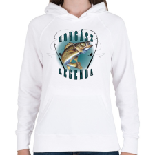 PRINTFASHION Horgászlegenda - Női kapucnis pulóver - Fehér női pulóver, kardigán