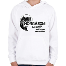 PRINTFASHION Horgászni megyek - Gyerek kapucnis pulóver - Fehér gyerek pulóver, kardigán