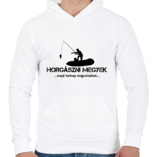 PRINTFASHION Horgászni megyek majd holnap megcsinálom  - Férfi kapucnis pulóver - Fehér férfi pulóver, kardigán