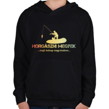 PRINTFASHION Horgászni megyek majd holnap megcsinálom - Gyerek kapucnis pulóver - Fekete gyerek pulóver, kardigán