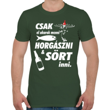 PRINTFASHION Horgászni & sört inni - Férfi póló - Katonazöld férfi póló