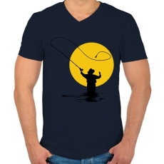 PRINTFASHION Horgászok ásza - Férfi V-nyakú póló - Sötétkék