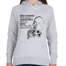 PRINTFASHION Horgászok fohásza - Női kapucnis pulóver - Sport szürke női pulóver, kardigán