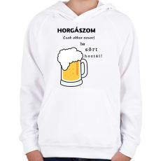 PRINTFASHION horgászom csak akkor zavarj ha sört hoztál! - Gyerek kapucnis pulóver - Fehér